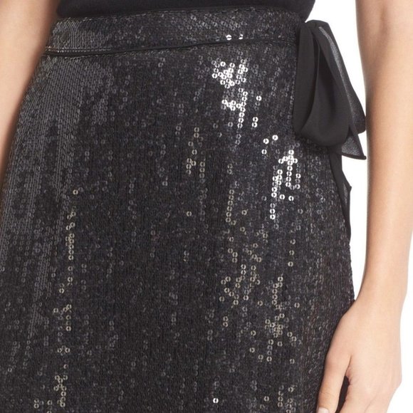 DVF New Sequin Silk Wrap Skirt Black πHPπ - Picture 11 of 15